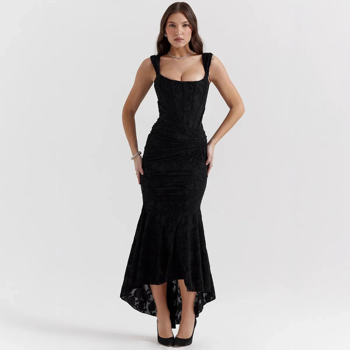 2025 Summer Autumn Hot-Selling New Style Vintage Romantic Fashionable One-shoulder Strapless Boned Bodycon Mermaid Maxi Dress