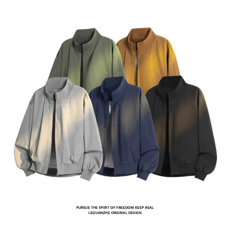 Bangladesh China Factory Price Hong Kong Style Minimalist Bomber Jacket American Retro Loose Fit Youth Casual Outerwear Jacket