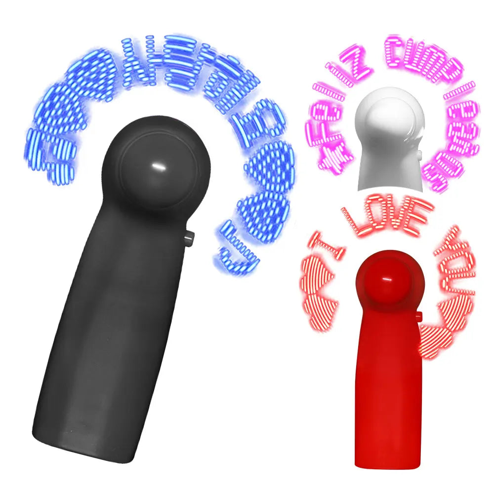 Custom LED Message Rechargeable Battery Fan Mini Portable Handheld Light for Christmas Graduation Reusable Christmas Graduation