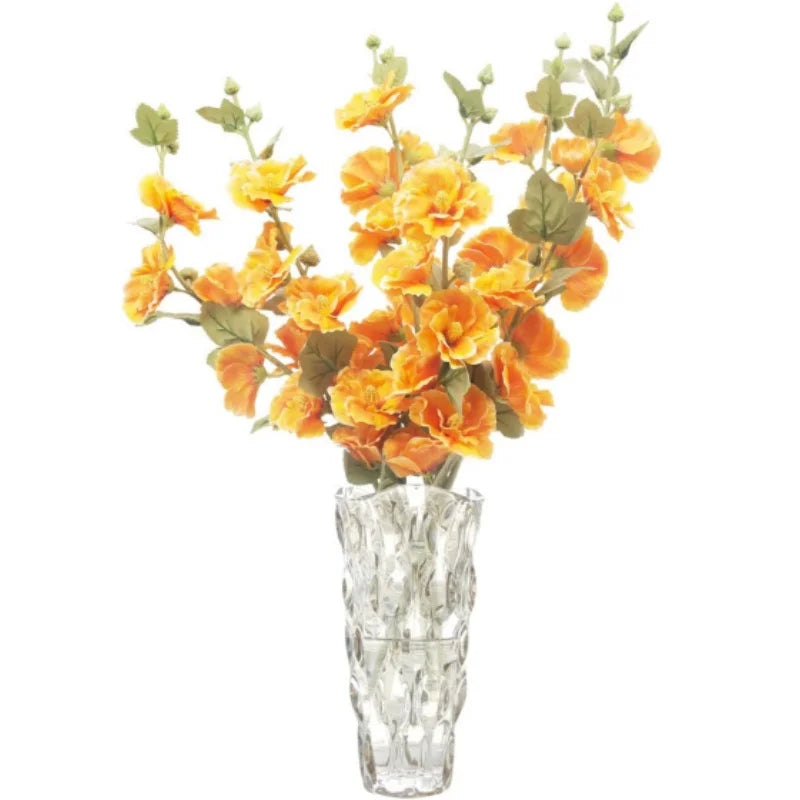 Artificial Flowers Hollyhock Stem Handmade Quality Hollyhock for Vase Filler Wreath Supply for Home Wedding Party Decoration