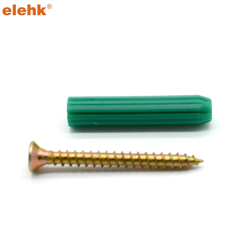 Elekh 1500PCS/bag #8*1-3/8'' Green Color PE Material Plastic Wall Plug Anchors
