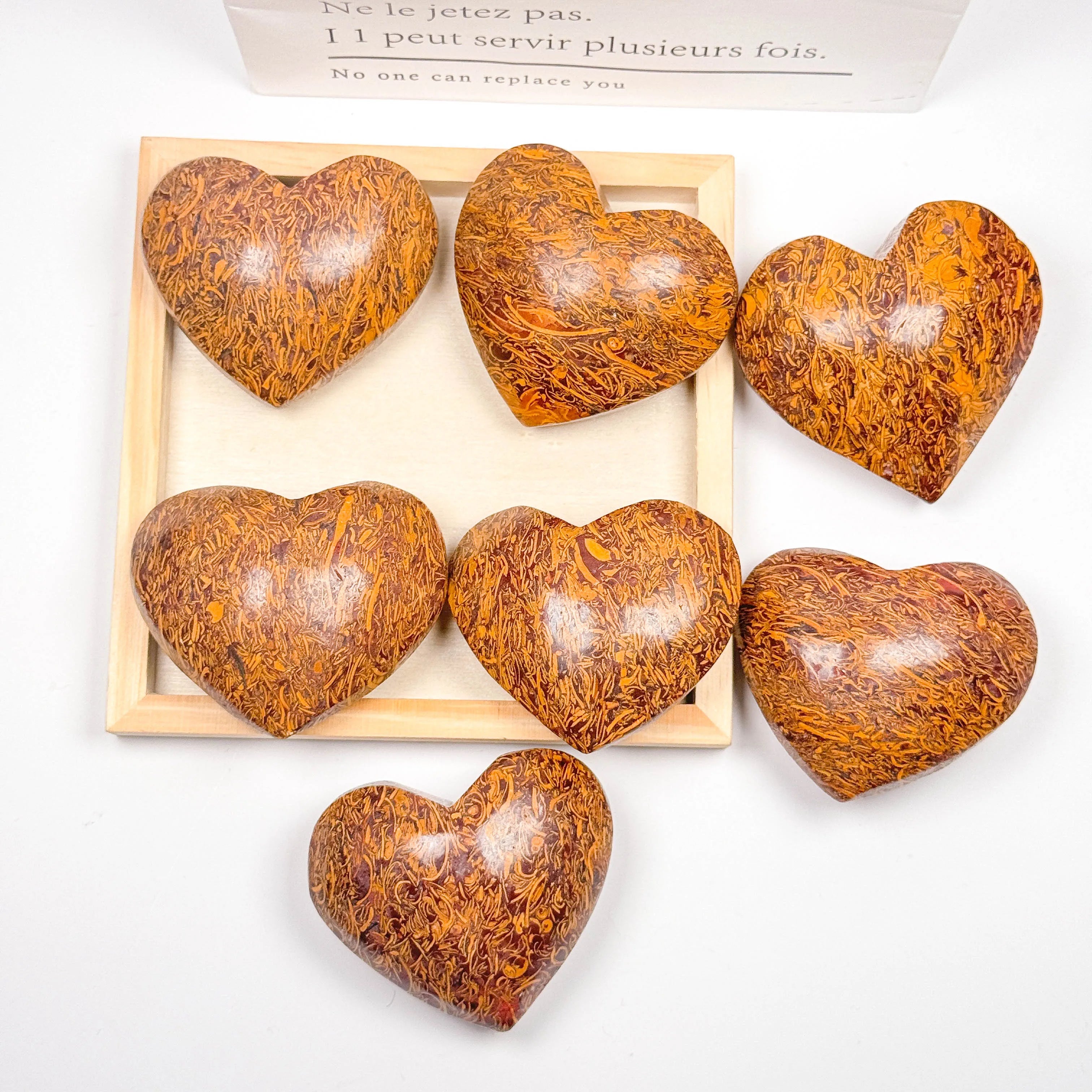 Mariam Jasper Natural Crystal Tumble Stones Healing Stones Heart Shape Elephant Skin Jasper Gemstone Palm Stones Pocket