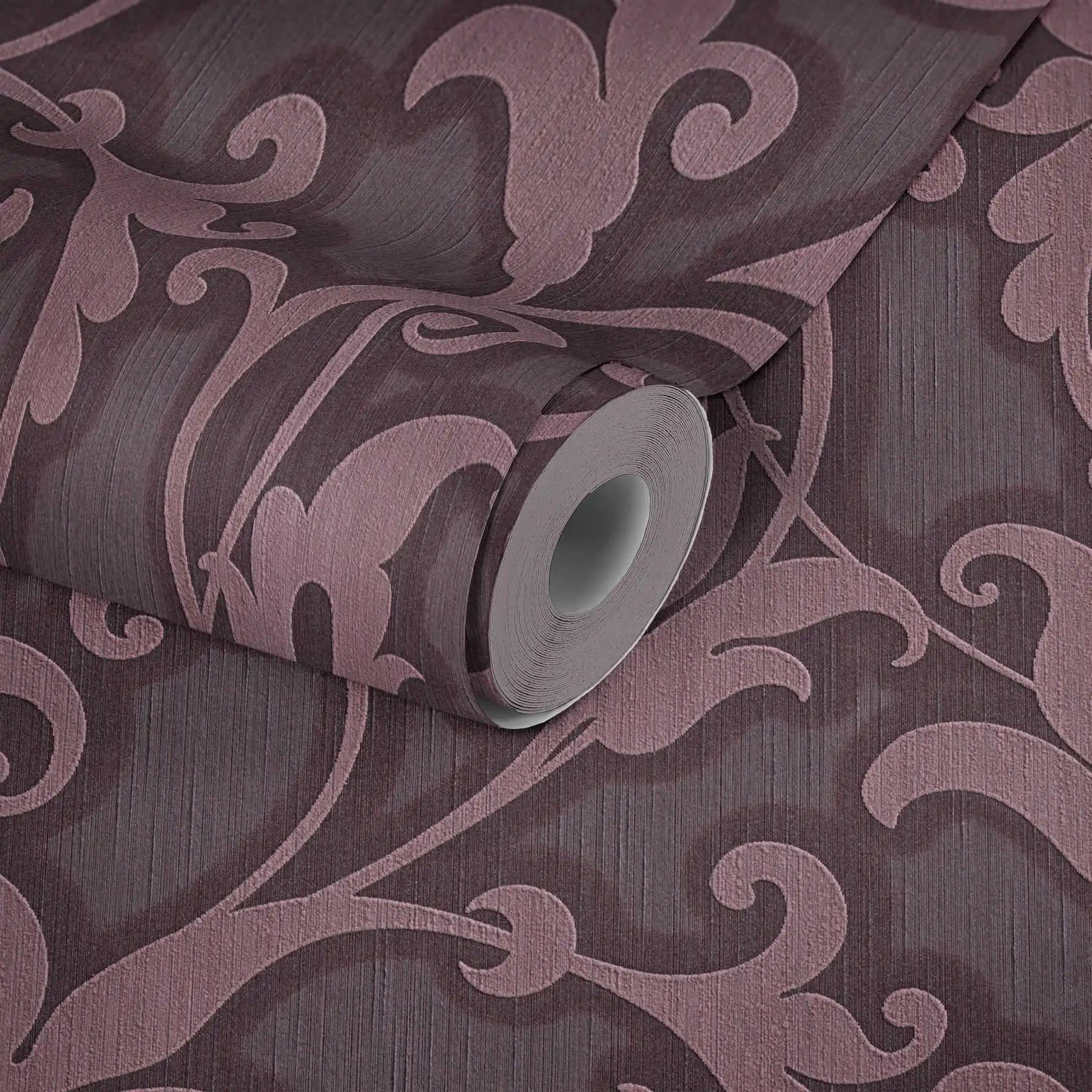 Made Germany Wallpaper Rolls Damask Modern Purple Metallic Non Woven Wash-Resistant Living Room & Kitchen 1005 X 053 m