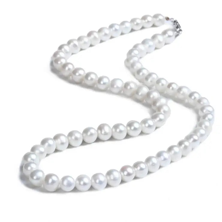 Certified Handmade 6MM Round Lobster Silver Buckle Multi-Layer Modern Fashionations Faux Giant Pearl Necklace