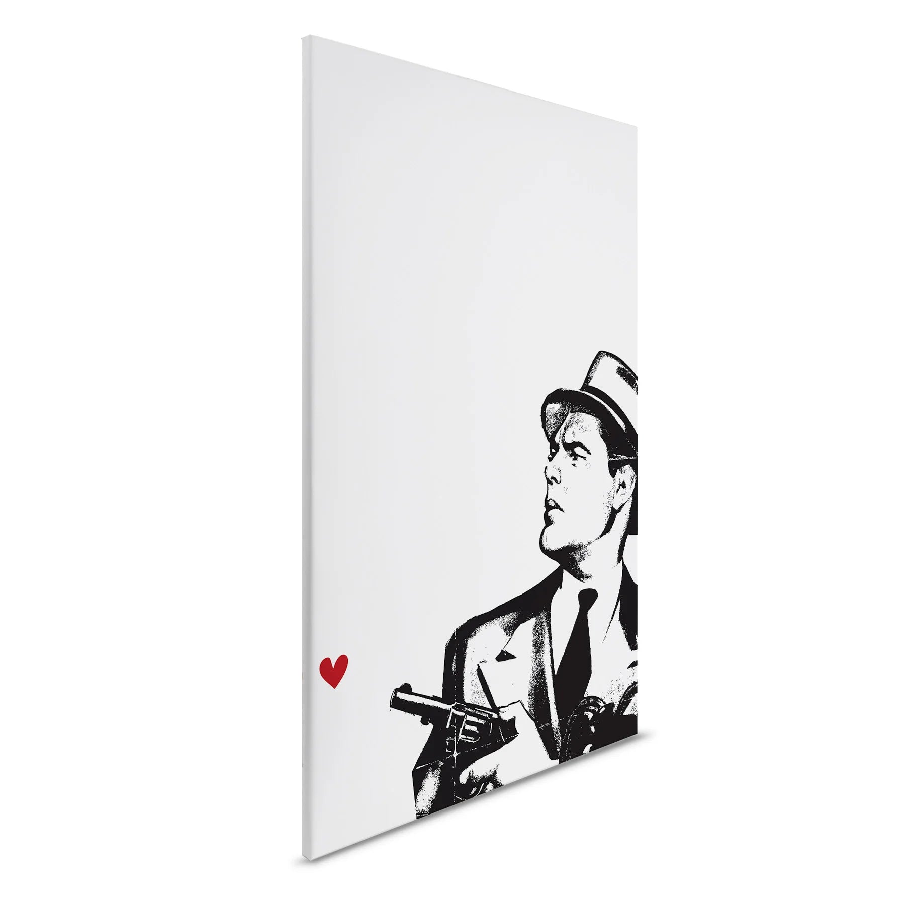Made In Germany - Home Decor Canvas Picture Retro Pop-Up Heart - Wall Painting Mural In White And Black - Stretcher Frame Art