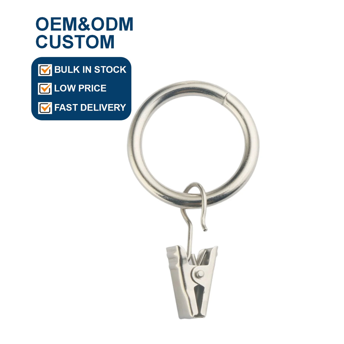 Wholesale 35mm/42mm Metal Aluminum Alloy Contemporary Curtain Rod Ring and Clip MegaBDM
