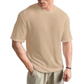 China Bangladesh Factory Price OEM Customized Logo Embroidery Mens Solid Color Textured Crew Neck Dropped Shoulder Silk T Shirt