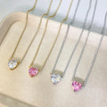 Foxi Wholesale Trendy Heart Pendant Necklace Jewelry 18k Gold Plated Zircon Bling Tennis Chain Heart Necklace for Women Girls