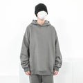 Versatile Casual Sporty Loose Fit Men's Top Trendy Streetwear with Solid Color Hooded Sweatshirt for Fall Winter Season