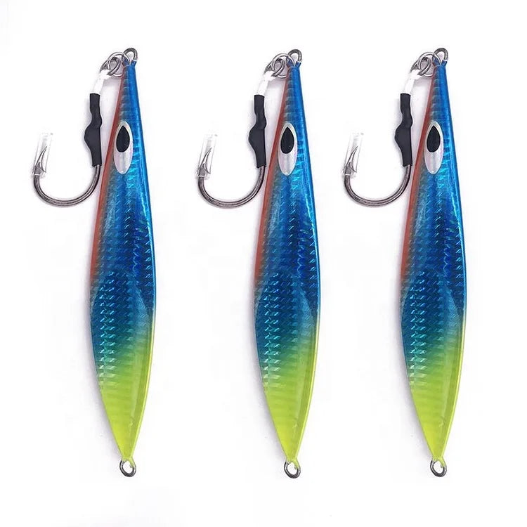 60g-180g Saltwater Vertical Jigging Fishing Lures Slow Pitch Speed Sinking Metal Lead Jigging Lures for Sea Fishing