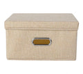 Cotton Linen Fabric Cube Storage Bins for Clothes Toys Collapsible Storage Box with Lid