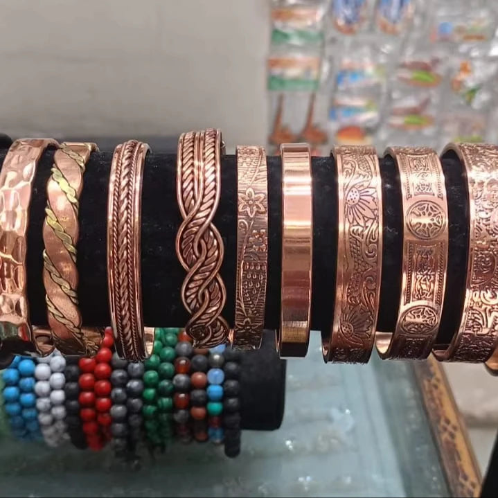 Hand Carved Copper Bangles Pure Solid Copper Healing Bracelet Ethnic Tribal Wristband Artisan Crafted Jewelry Wholesale