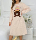 Customize New Design Women Nightgown Winter Long-sleeved Ladies Nighty Flannel Women's Sleepwear Winter Pajama Women