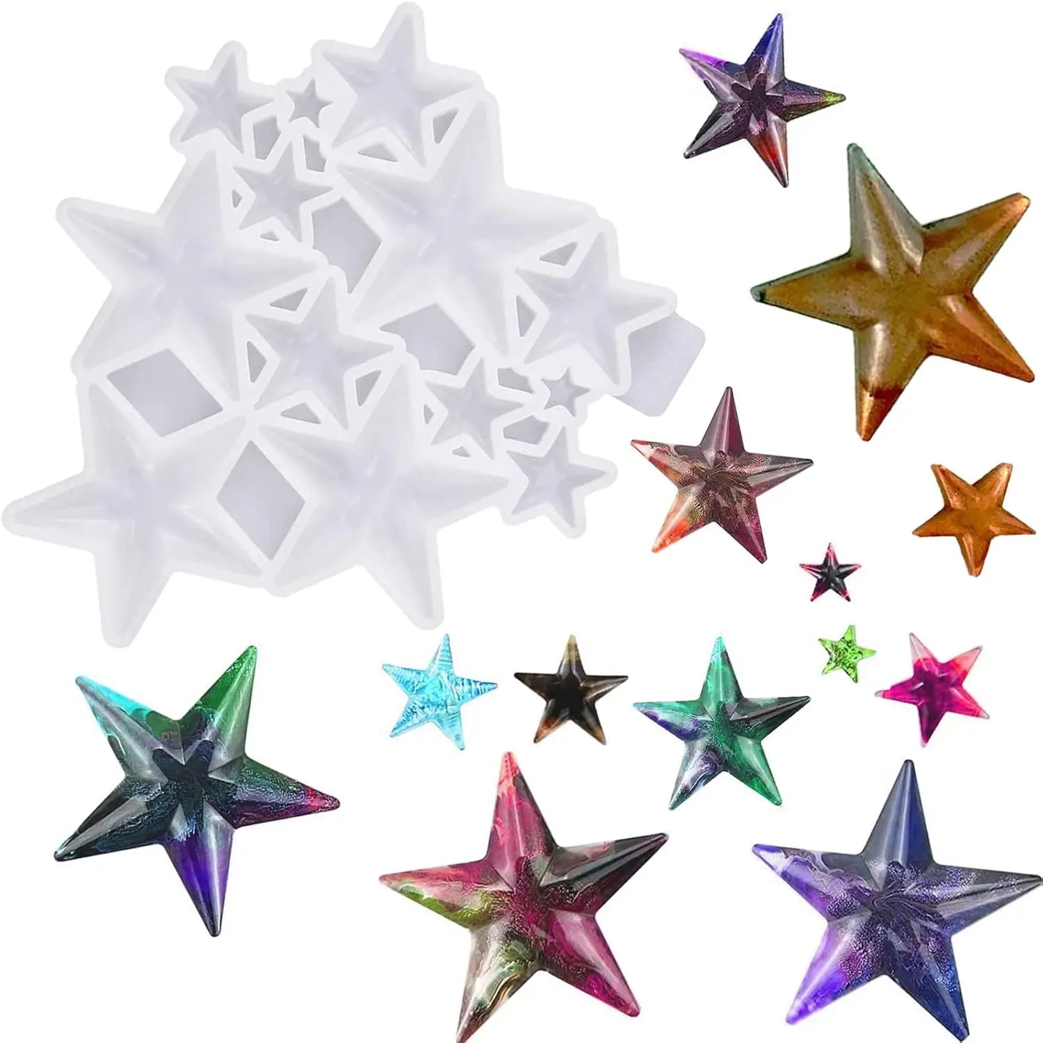 Glossy Shiny Five-Pointed Star Shape Pentagram Keychain Silicone Mold with Hole for DIY Fondant Mold Necklace Candy Earrings