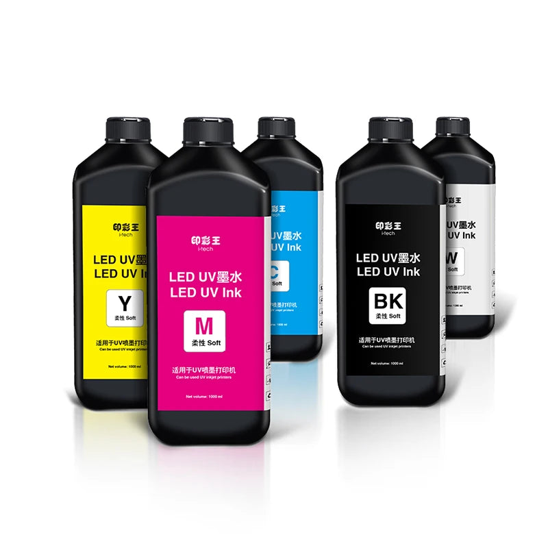 1000ML UV Printer Printing Ink KCMY White Varnish UV LED Cured Ink for UV DTF Printer