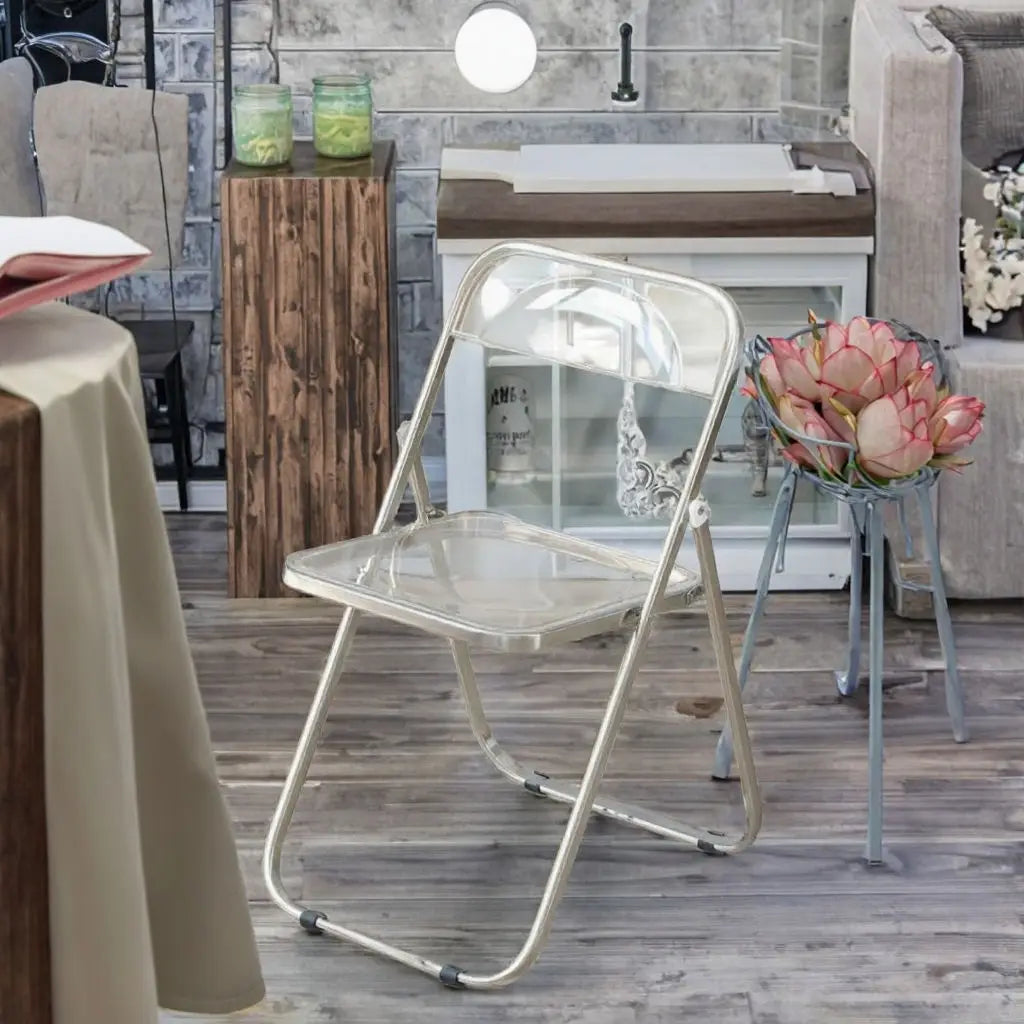 Transparent Acrylic Chair Modern Ghost Dining Chair with Backrest for Hotel Cafe Party Minimalist Plastic Chair