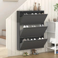 Wall Mounted Slim Metal Shoe Cabinet 3 Flip Drawers Narrow Hidden Shoe Storage Rack Space Saving Shoe Organizer MegaBDM