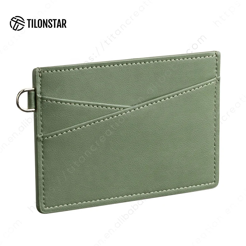 Custom Logo Leather Women Credit Card Holder Wallet Pocket Minimalist Slim RFID Cardholder Wallet