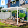 Electric Aluminum Pergola with LED Lights Motorized Cantilever Design for Balcony & Pool-Outdoor Waterproof Sun Protection