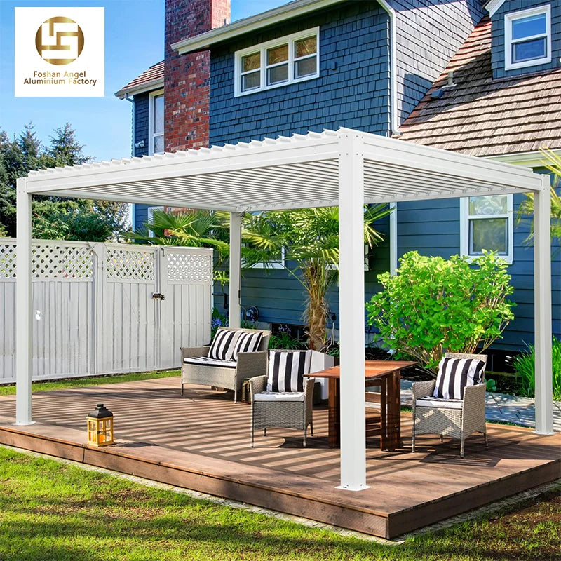 Electric Aluminum Pergola with LED Lights Motorized Cantilever Design for Balcony & Pool-Outdoor Waterproof Sun Protection