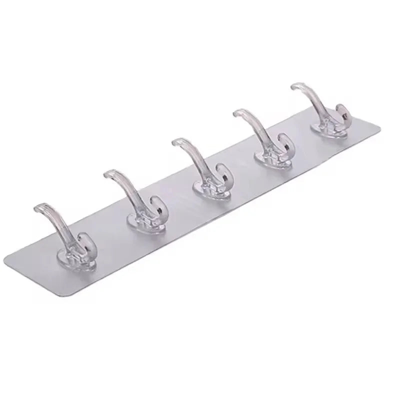 Hot Sale Kitchen Bathroom Wall Hooks Strong Adhesive Crystal Seamless Multi-Purpose Coat Hat Hook Row Rail