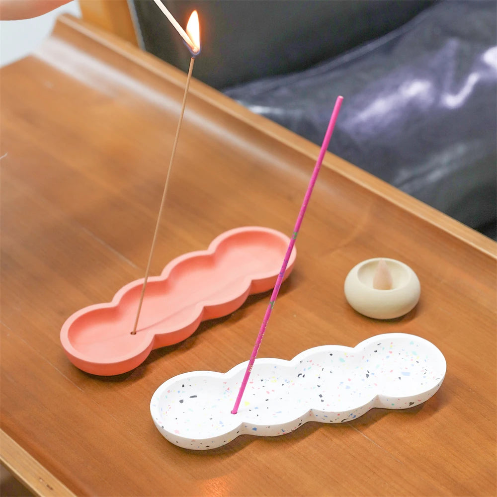 Nicole New Concrete Cement Incense Stick Base Molds Pea Pods Incense Holder Silicone Mould