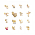 ZUOLA Trendy Gold-Plated Zircon Titanium 0.8mm Stainless Steel Flower Ear Cartilage Stud Creative Thin Bar Screw Ball Piercing