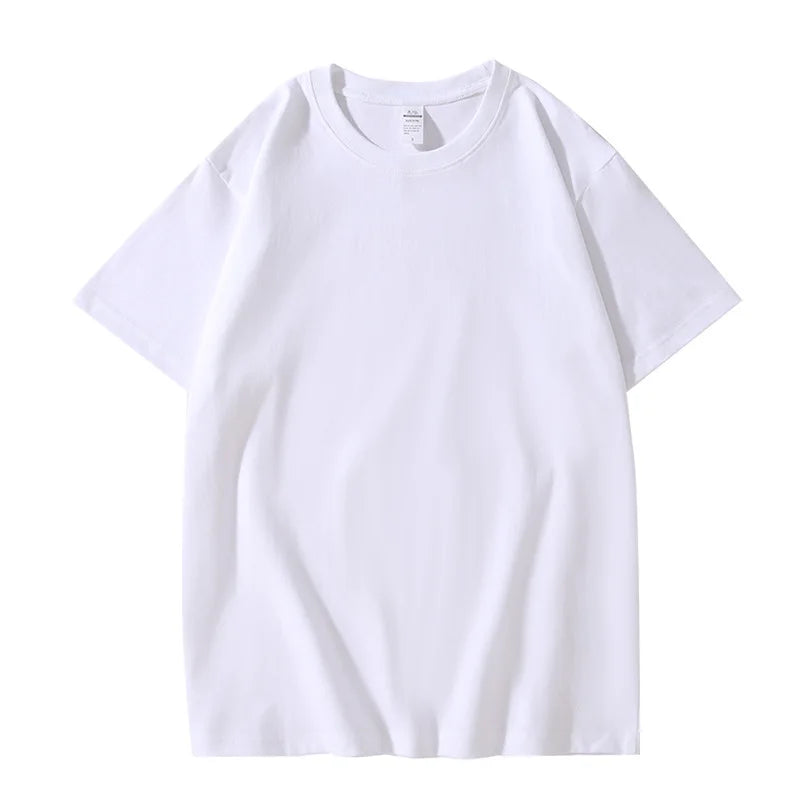 OEM Custom Logo Design 220g Heavyweight T-shirt Short-sleeved Men's and Women's Pure Cotton T-shirt