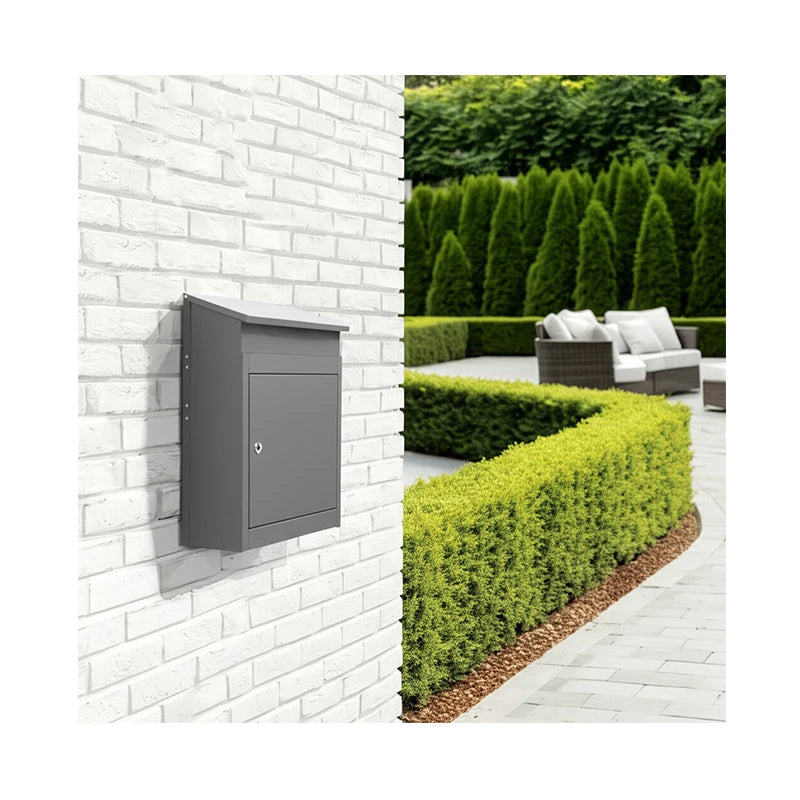 Modern Metal Parcel Drop Box with Large Galvanized Waterproof Safety Mailbox Wall for Home Use for outside Post Delivery