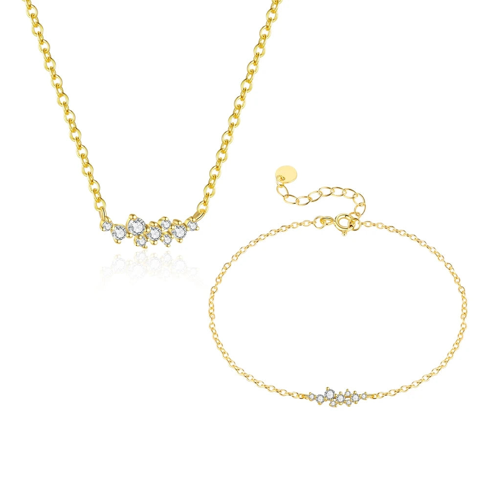 Newest 925 Sterling Silver Fashion Jewelry Sets Classic Zircon Pendant Necklace Bracelets Earrings for Women