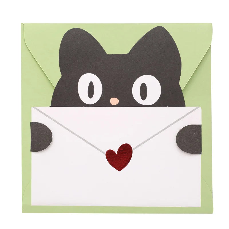 Cute Animal Shape Cartoon Party Invitation Gift Card with Envelope Paper Material Creative Letterhead