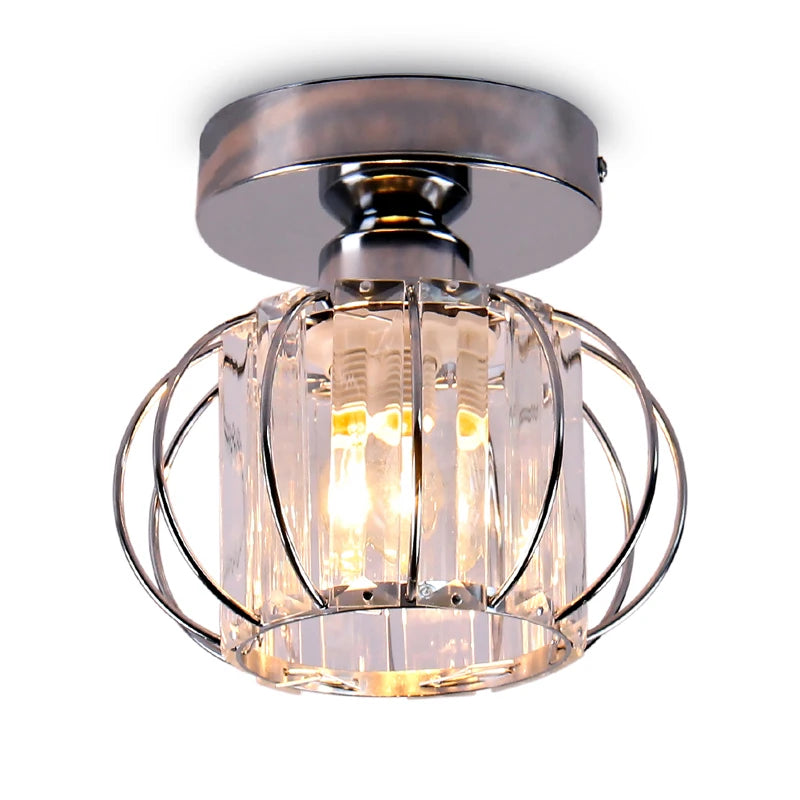 Small Modern LED Crystal Flush Mount Ceiling Light Black/Chrome/Gold with Crystal Chandelier for Entrance Foyer AC Power Source