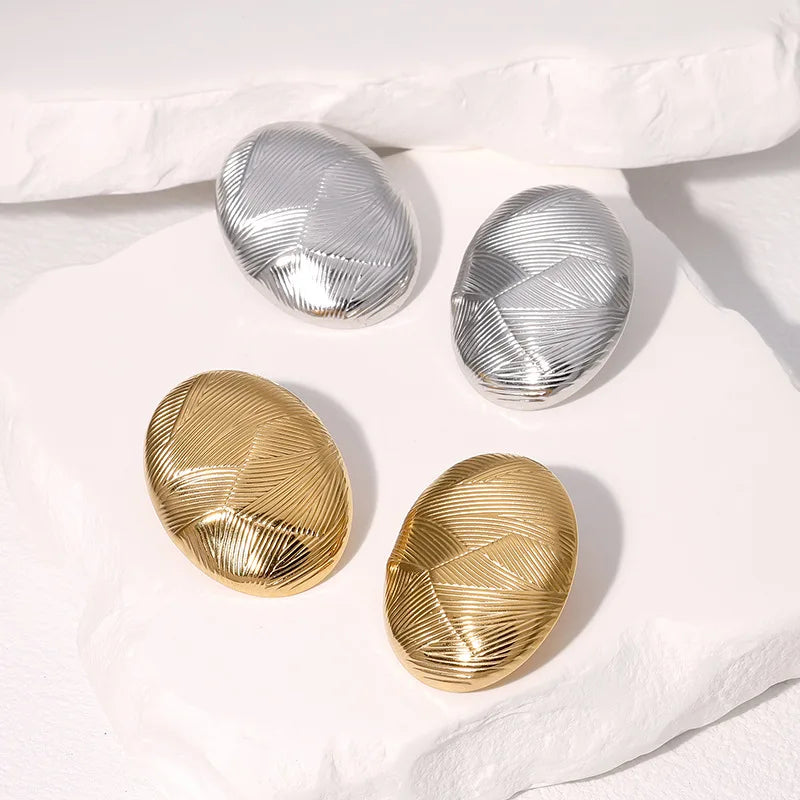Beimai OEM Stud Earrings Geometric Oval Waterproof Stainless Steel Women's Stud Earrings