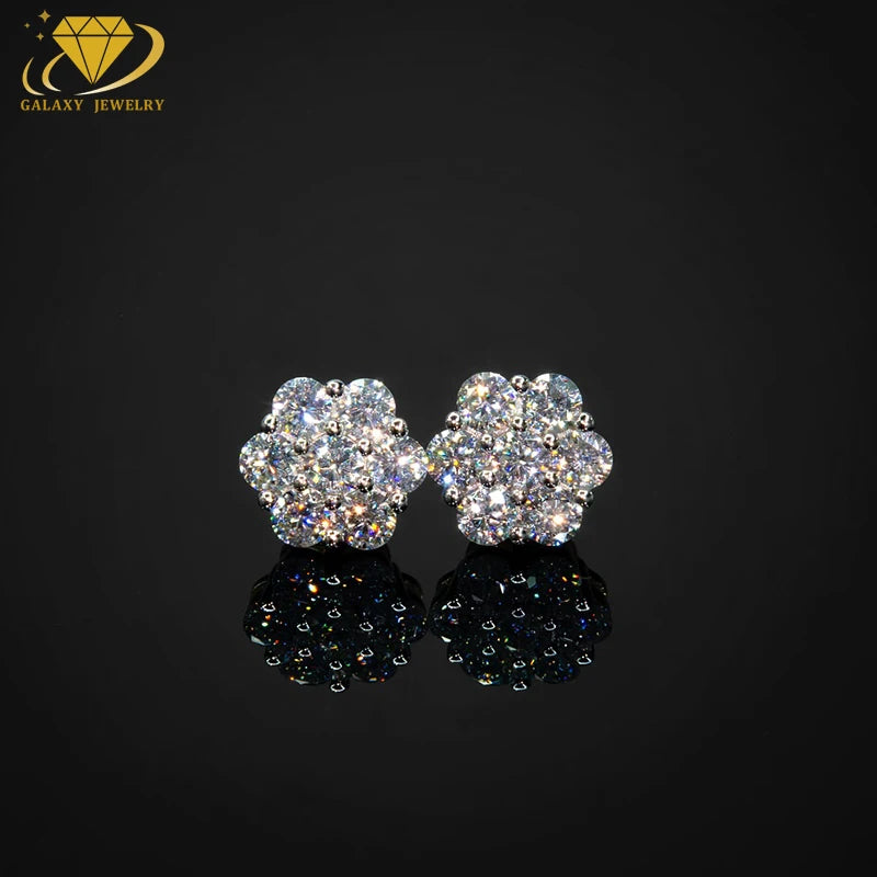 Fashion Jewelry 9MM Stud Earrings D VVS Moissanite 925 Silver Pass the Diamond Tester Moissanite Earring  Women Men