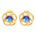 Hot Sale Fashion Elegant Jewelry Flower Shaped Blue Zircon Stud Earrings 18k Gold Plated Stainless Steel Earrings for Women