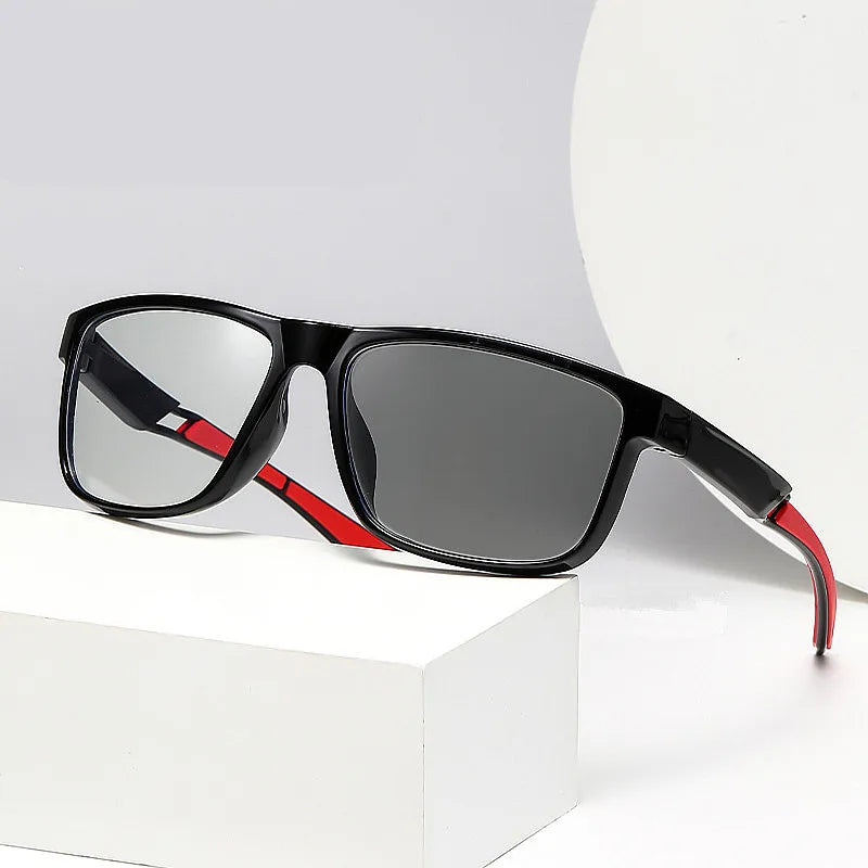 Logo Custom 2025 Vintage Men Women Color Changing Square Sport Goggles Glasses Photochromic Anti Blue Light Glasses