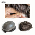 Gray Hair Brown Color Revert Knots Full Thin PU Skin Base Human Hair Unit Men Toupee With Natural Hairline