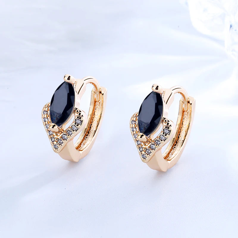 2023 Very Cheap 18K Gold Jewelry Plated Bling Heart-Shaped Huggies Earrings Cubic Zirconia Rhinestone Jewelry