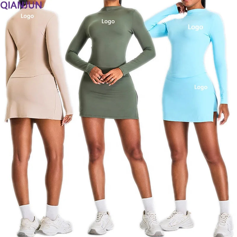 Women's Fitness Clothing Yoga Gym Sets Slim Fit Yoga Skirt Set High Elasticity Sports Suit