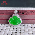Myanmar Natural a Type Jadeite Jade Pendant 18K Gold Diamond-Embedded Full Sun Green Buddha Emerald Pendant 4.28