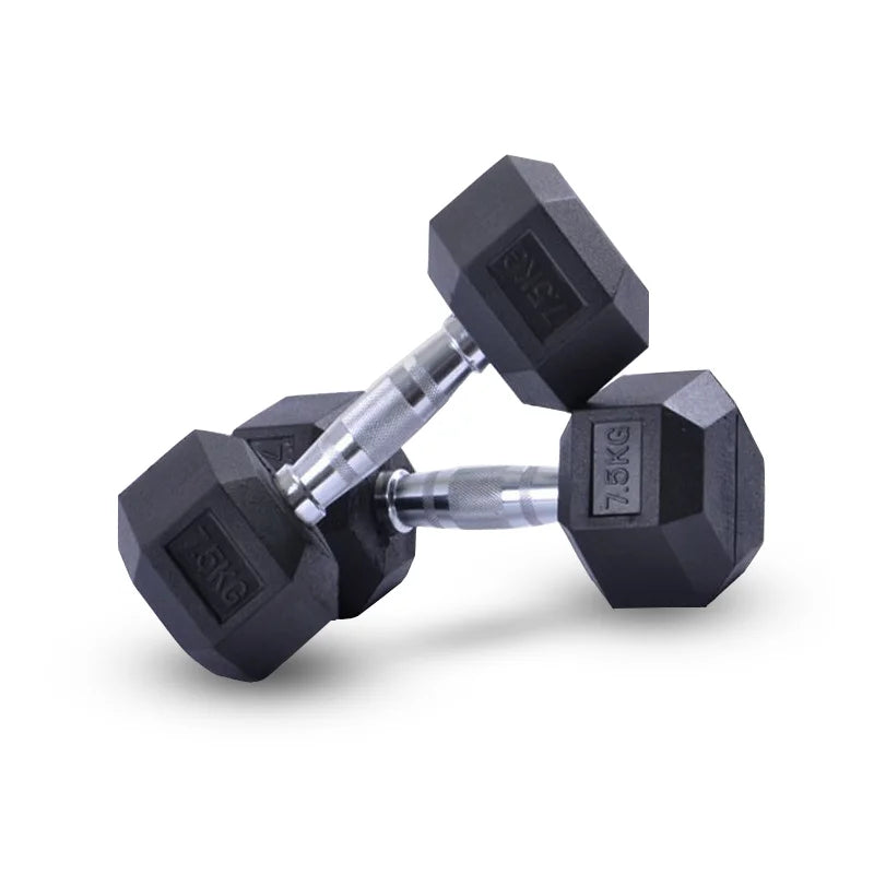 Basics Weight Fixed Free Weights Black Rubber Coated Hex Dumbbells