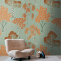 Germany Made Photo Wall Mural Trees Orange Green Non Woven Vinyl Premium Floral Bedroom Dining Large Format 1.59x2.80m