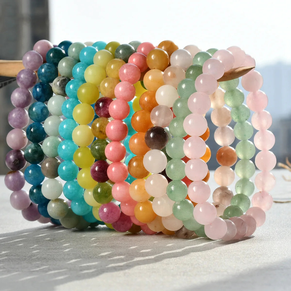 Women's Summer Fashion Beaded Bracelet 8mm Agate Crystal Tourmaline Natural Stone Bracelet Chinese Style Wholesale Jewelry