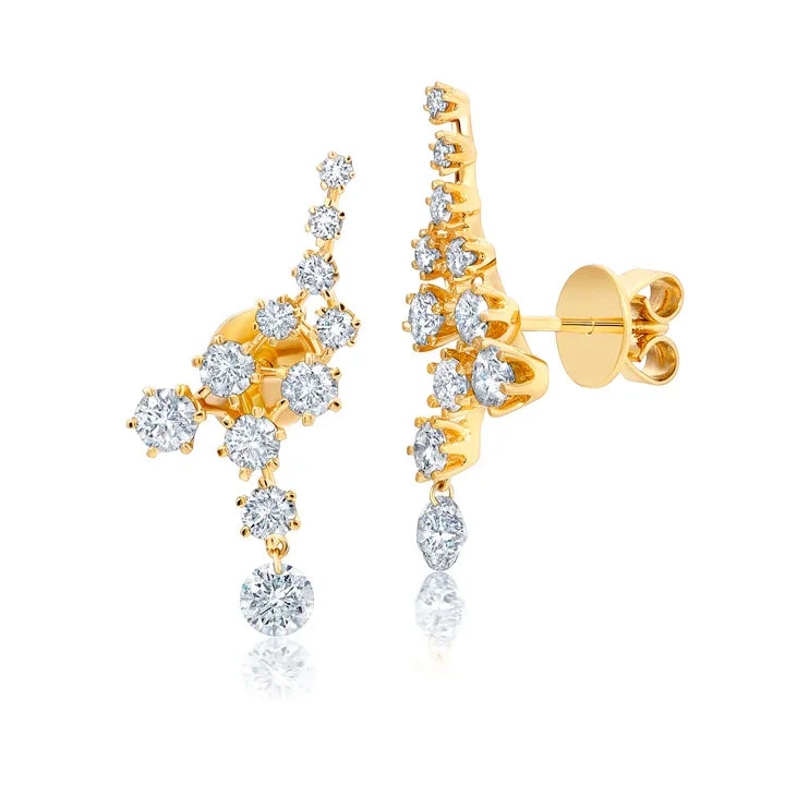 LOZRUNVE 925 Sterling Silver Diamond CZ Star Cluster Ear Climber Crawler Earring