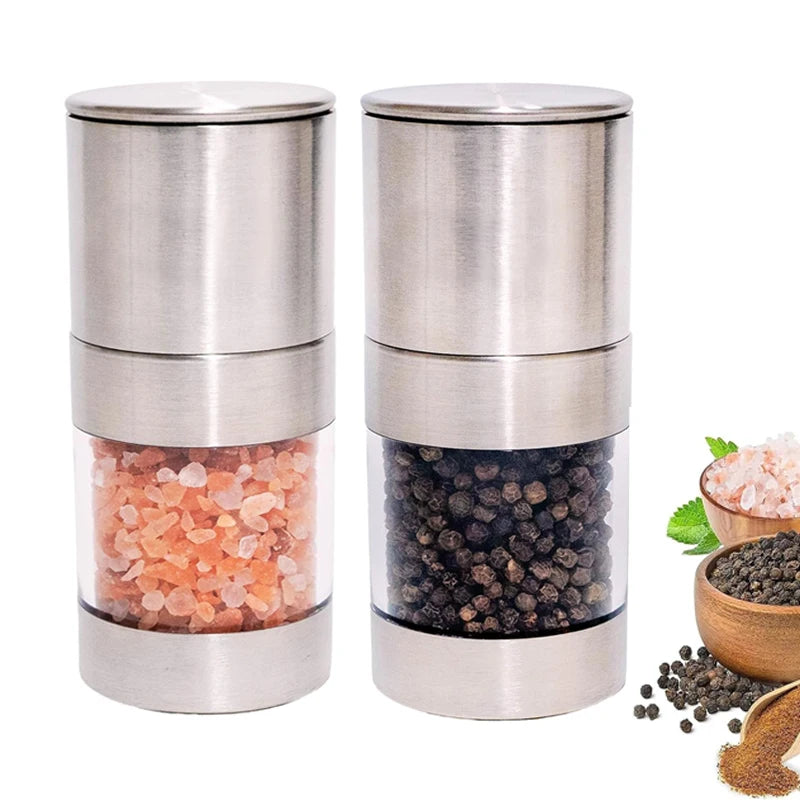 Wholesale Salt Pepper Mill Set for Spice Mini Stainless Steel Manual Pepper Grinder Salt and Pepper Set for Restaurant