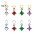 ASTM F136 Titanium Round & Square CZ Charm for Ear Lobe Dangle Hoop Huggie Earrings for Cartilage Helix Hoop Piercing Jewelry
