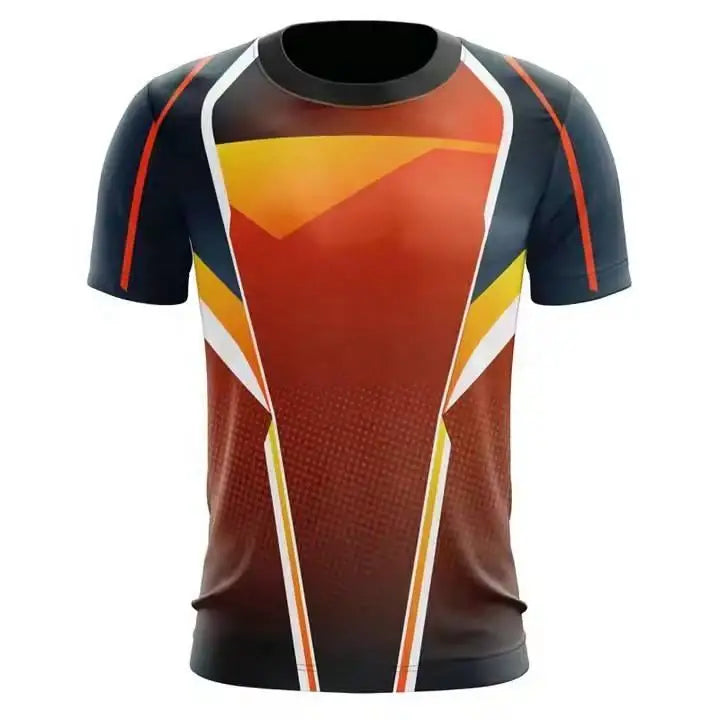 Mens Digital Printed Soccer Uniform T-Shirt Multicolor Athletic Design Short Sleeve Breathable Anti-UV Four-Way Stretch Custom