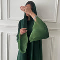 Open Front Women's Polyester Maxi Dresses Elegant Flare Sleeves Arabian Kaftans for Ramadan Breathable Muslim Abayas Clothing