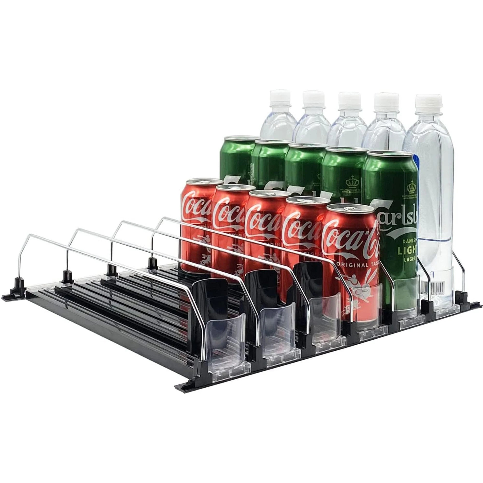 Hookei Supermarket Spring Loaded Adjustable Soda Can Bottle Beverage Dispenser Drink Shelf Pusher Organizer System