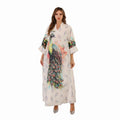 Women's Long Robes Summer Abaya Rhinestone Embellishment Evening Wear Muslim Women's Evening Gown